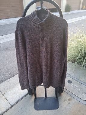 Goodfellow & Co Brown Heathered Zip-Up Collar Sweater